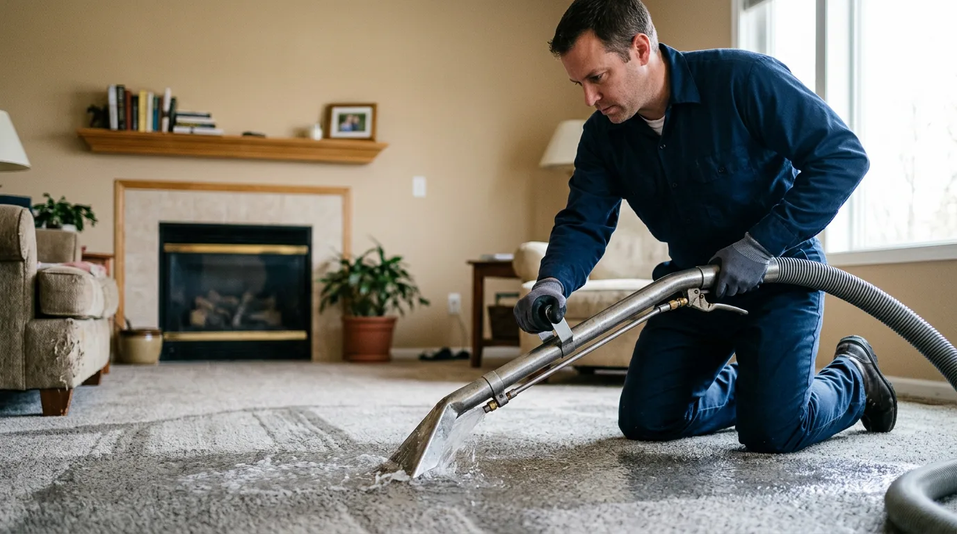 Water damage restoration technician working near Crookston, MN